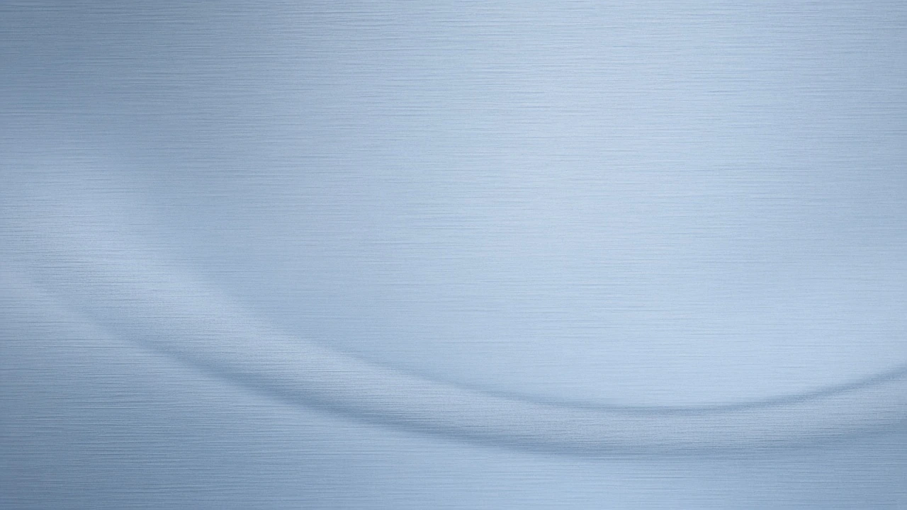 Soft blue-washed banner of brushed stainless sheet grain, cool studio light, 16:9 catalogue wash.