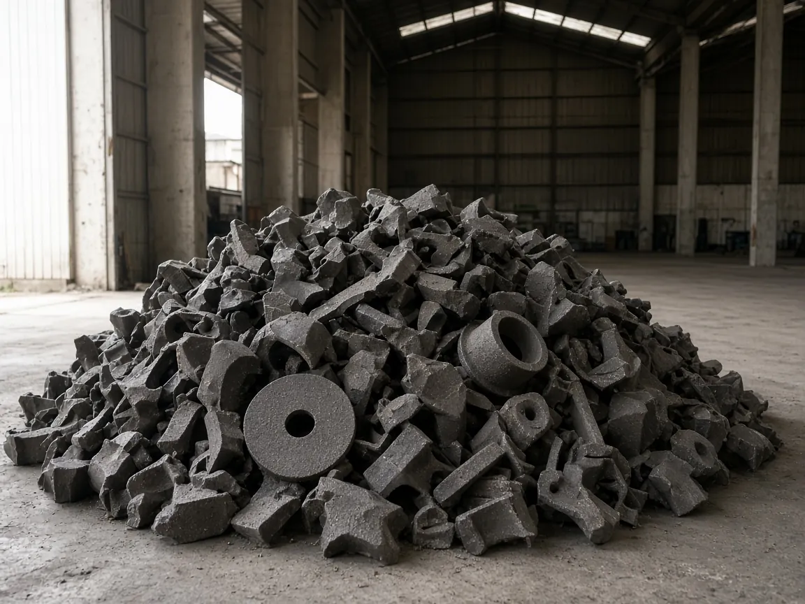 Alloy Casting scrap in industrial godown