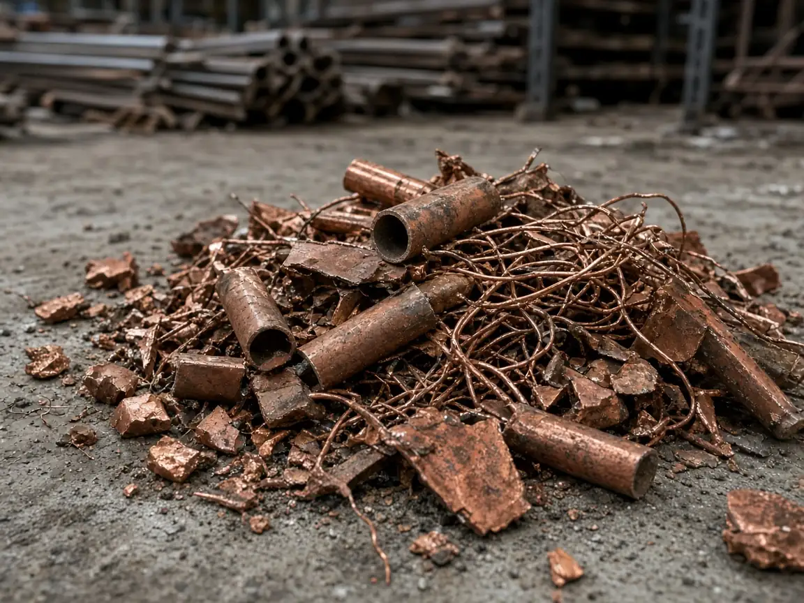 Copper scrap in warehouse